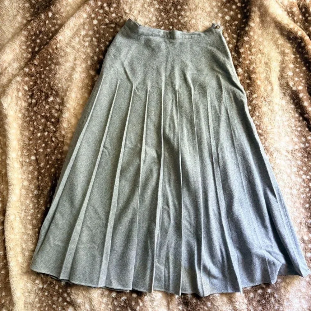 S Vintage Bonnie & Norma Light Gray Wool Maxi Skirt